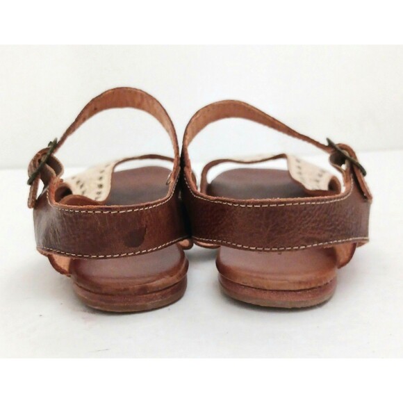 Bed Stu Auburn Flat Sandal Brown/Distressed Ivory Leather Stud Trim Handmade 7.5 - Picture 6 of 11